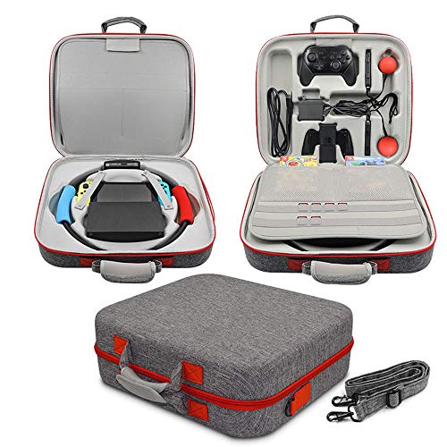 Housse de Transport pour Nintendo Switch, Sac de Protection Rigide Portable OXOQO Doublure Douce, emplacements prédécoupés pour Console de commutateur Ring Fit Pro Controller et Accessoires