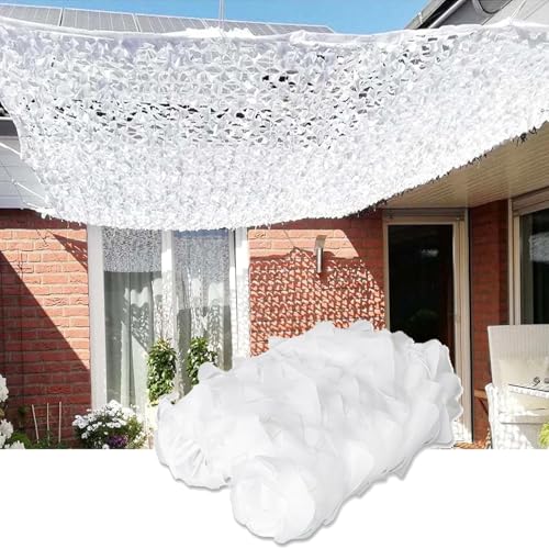 Filet de Camouflage Renforcé Blanc 5x8m(16.4x26.2ft),Filet Camouflage Protection Solaire for Protection Jardin pour Pare-Soleil,Camping,Chasse,tir à l'aveugle