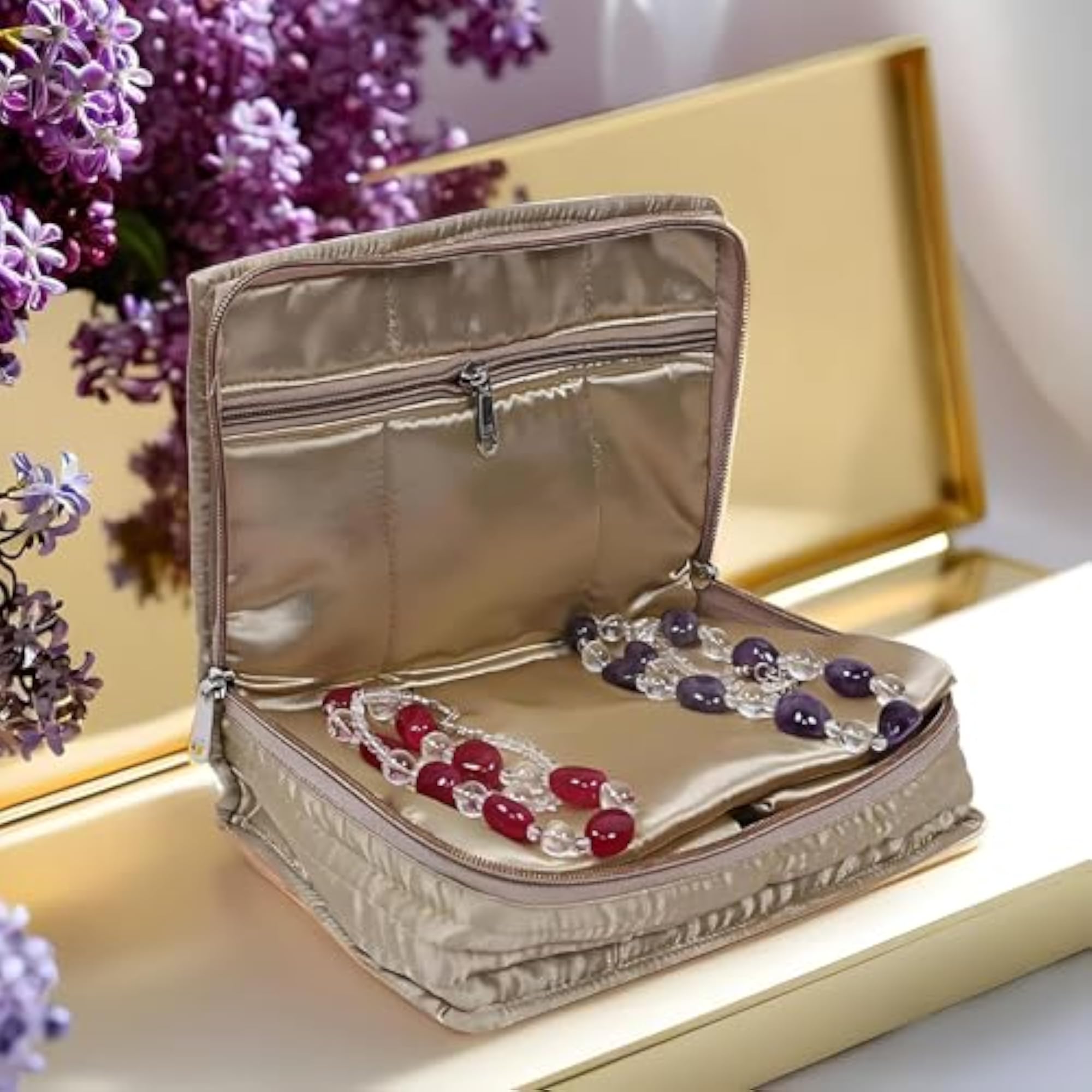 Satin Jewellery Kit Organizer (Gold)