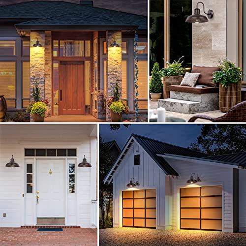 2-Pack Dusk to Dawn Outdoor Wall Sconces, Farmhouse Outside Lighting Gooseneck Barn Lights, Oil Rubbed Bronze Exterior Wall Lights, Anti-Rust Waterproof Outdoor Light for House Porch Garage Entryway by TOBUSA - Image 7