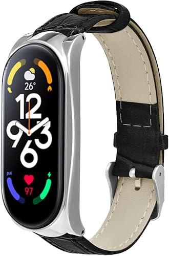 Pulsera compatible con Xiaomi Mi Band 7, correa de reloj de cuero de repuesto suave, correa deportiva ajustable y cómoda para mujeres y hombres,