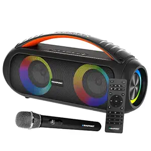 Blaupunkt Newly Launched Atomik BB50 Wireless Bluetooth Party Speaker 50 watts I Premium HD Sound and Monstrous Bass I Karaoke with Mic I TurboVolt Charging I RGB Lights