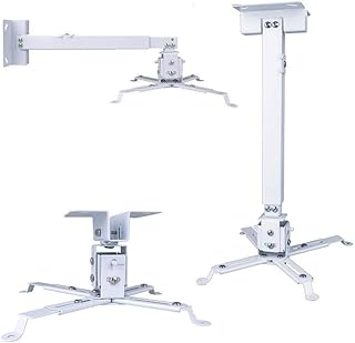 حامل تثبيت في السقف بجهاز عرض ال سي دي/ دي ال بي عالمي قابل للتعديل لاجهزة عرض ابسون بينكيو اوبتوما واجهزة العرض من العلامات التجارية الاخرى، فضي