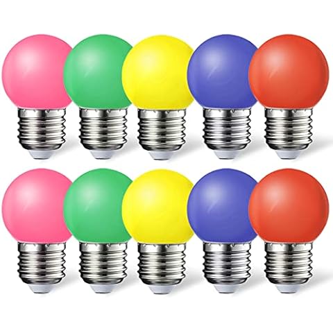 Suncan 10 Pack of E27 Screw Cap Coloured LED Light Bulbs Lamps for Outdoor Patio Party Christmas Cover