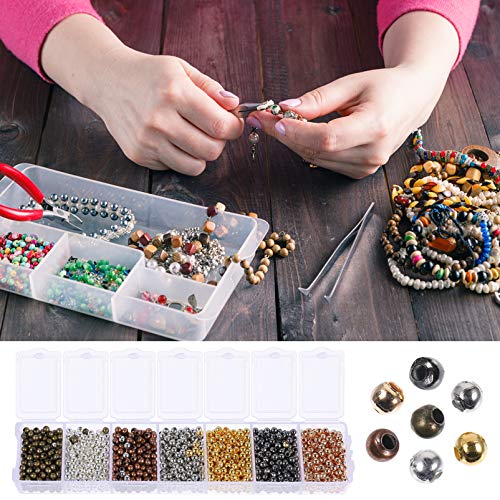 EXCEART 1 Caixa de Contas de Bola de Ferro Sem Costura Redondas Espaçador Contas Minúsculas Contas S