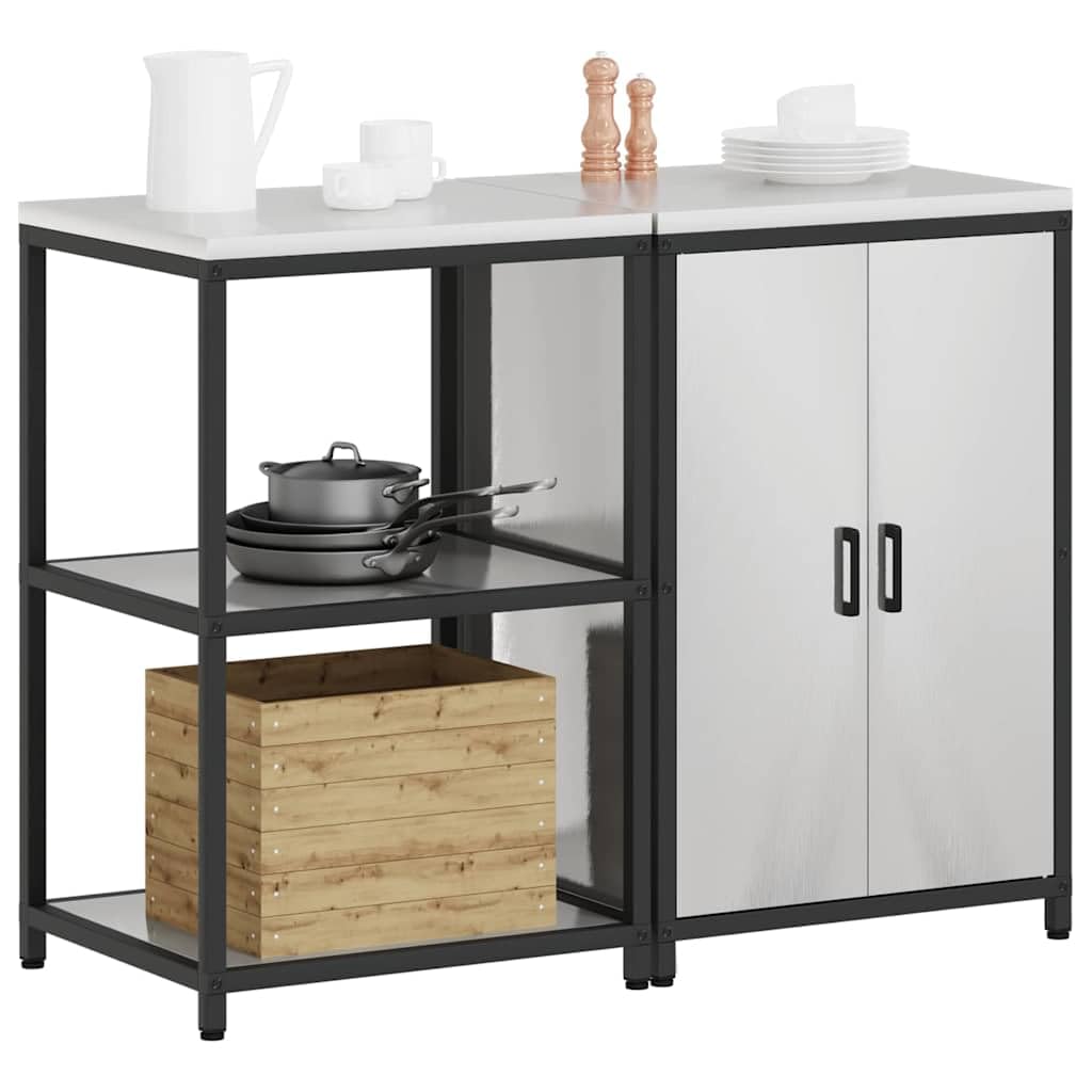 HATTEM - Juego de almacenamiento para cocina (2 unidades, acero inoxidable, 4 estantes, rectangular, versátil, ideal para comedor, despensa, cafetería y microondas