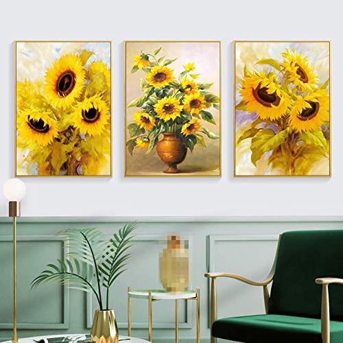 Affiche fleur tournesol 60x90cm toile jaune sans cadre pour salon