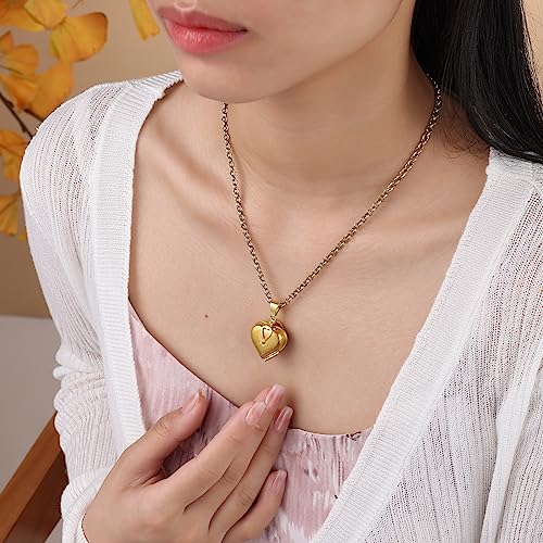 Nauchild Heart Locket Pendant Necklace With 2-4 Photos Expanding Folding Necklace With Picture Inside Personalized Four Leaf Clover Necklace Jewelry Gifts For Women/Girls/Mothers (Style 2) #TOP2