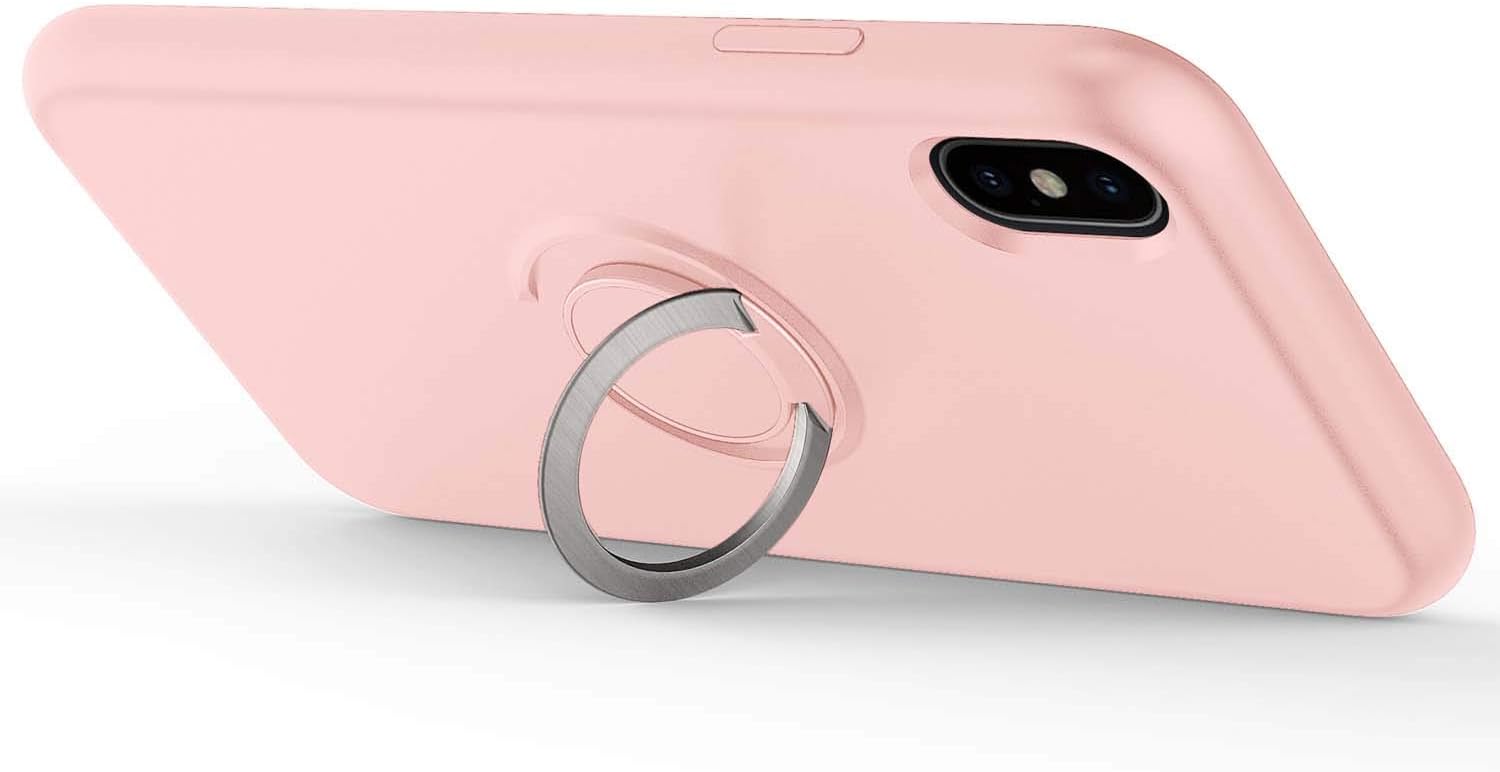 ZIZO Revolve Series for iPhone Xs Max Case with Built-in Ring Holder, Kickstand, Ultra Thin Design Magnetic Mount Compatible (Rose Quartz)