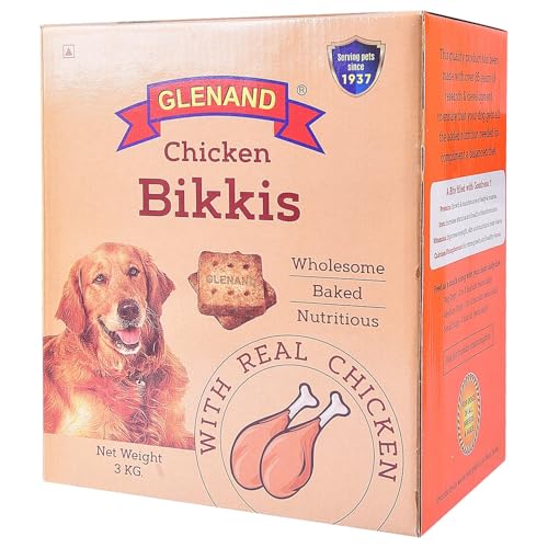 Image of Glenands Dog Biscuit Bikis 3kg for All Life Stages with Chicken Flavor | No Artificial Flavour