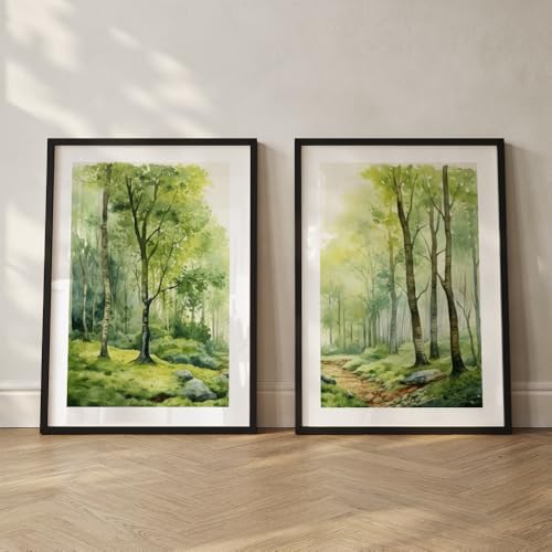Image of COLOSSAL ART HOUSE Wall Art Set of 2 - 10x13 inch Framed Paintings for Living Room, Bedroom & Home Decor - Modern Wall Decoration for Interior Spaces, Aesthetic & Stylish Design Black
