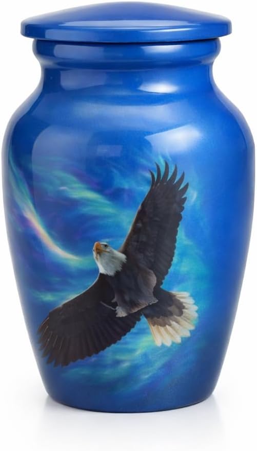 Mini Keepsake Cremation Urn for Ashes –Urn with Velvet Pouch, Small 3 Inch Funeral Ash Holder for Human & Pet Ashes, Secure Lid (Freedom Eagle Flight Urn)