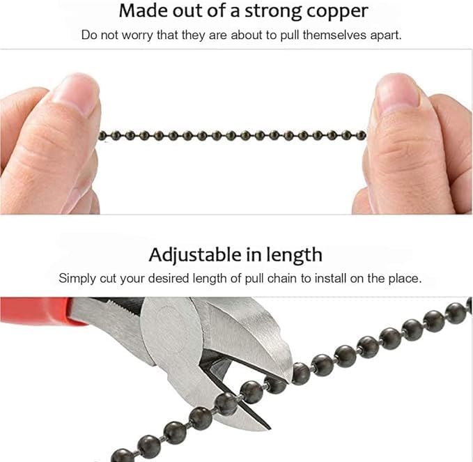 2pcs Ceiling Fan Pull Chain, Decorative Fan Pull Chain Pendant Extension, 12 Inches Lighting & Fan Beaded Ball Fan Pull Chain Extender Ornament with Connector