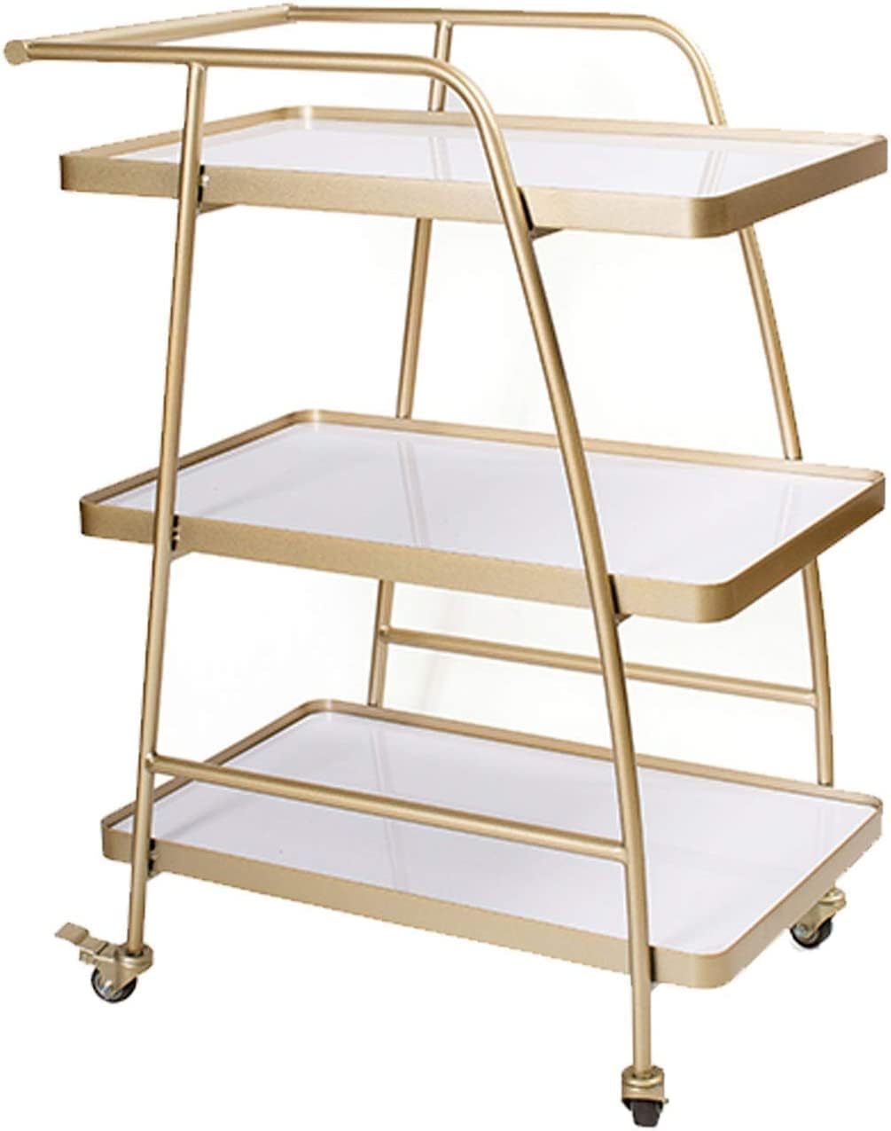 Bar Serving Carts for Home Hotel Restaurant Cart, 3 Shelves Utility Cart Industrial Furniture Utility Shelves Kitchen Dresser Drinks Cabinet Trolleys with Wheels - Lockable Wheels