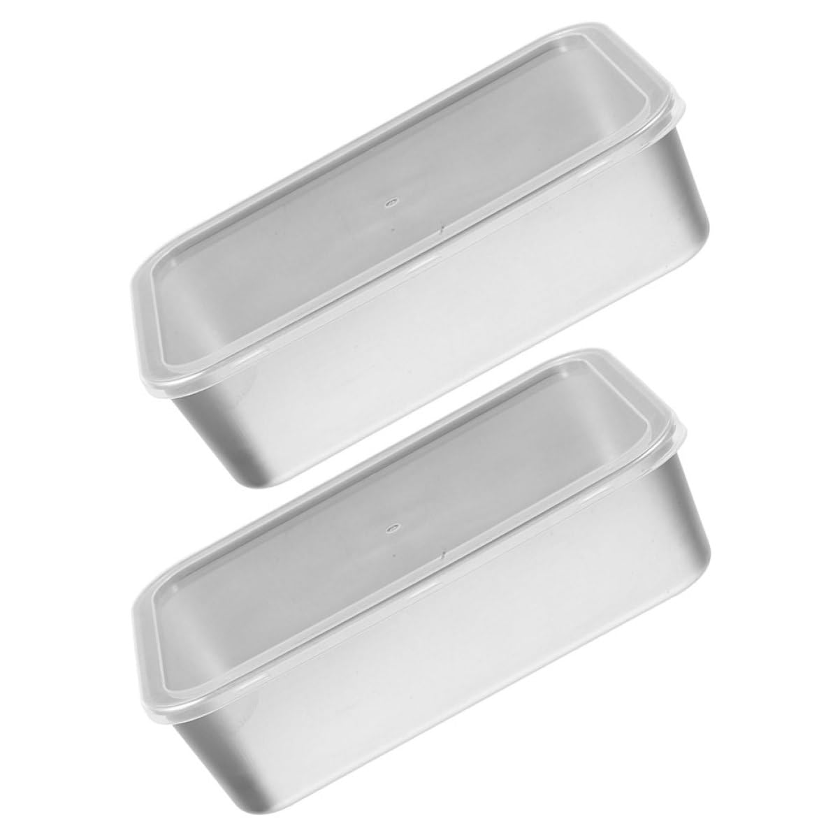 STOBAZA 2pcs Covered Baking Pan Tiramisu Pan With Clear Lid Thickened Tray Multi-functional Cake Pan Steaming Tray Ice Powder Tray