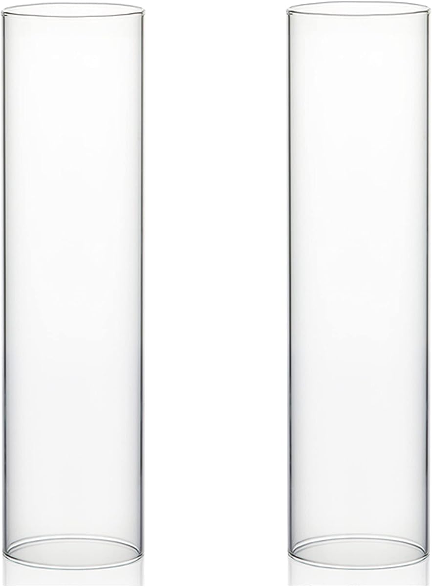 WGVI Hurricane Candle Holder Sleeve, Wide 4", Height 16", 2 Pieces, Clear Glass Cylinder Open Both Ends, Chimney Shade Tube (HST0416_2pc)