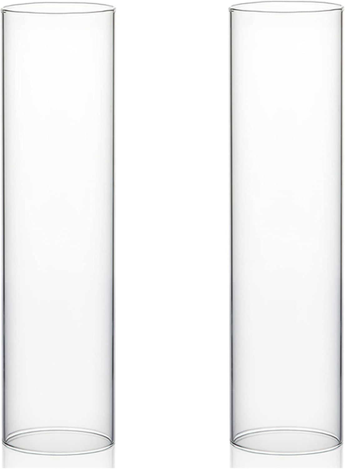 WGVI Hurricane Candle Holder Sleeve, Wide 4", Height 16", 2 Pieces, Clear Glass Cylinder Open Both Ends, Chimney Shade Tube (HST0416_2pc)