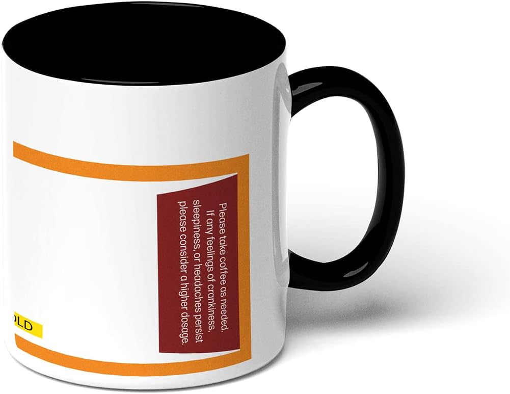 GotPrint The Coffee Prescription Mugs Ceramic Funny Coffee Cup in the Perfect Shape for Home or Office, Red, 11 Oz