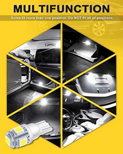 Qoope 20-Pack 194 Led Bulb White 6000K,Super Bright W5W 168 Led Bulbs T10 2825 Led Interior Light 5Smd Replacement Bulbs For Car Dome Map Door Courtesy License Plate Dashboard Lights Lamp 12V Dc #TOP5