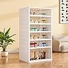 Shoe Rack Shoe Storage Box Bins Sturdy Collapsible Clear Foldable Organizer Portable Magnetic 6 Layers 12 Pairs Size up to 15 Face Width is 197Inch Shelf Cabinet Closet Sneaker Boots