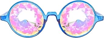 GloFX Transparent Blue Kaleidoscope Glasses Rainbow Rave Prism Diffraction Trippy Glasses