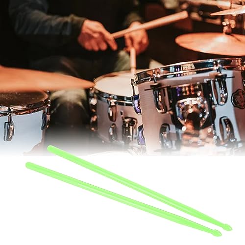 Juego de baquetas para batería, con punta de nailon, tacto cómodo, 2 piezas, para práctica en instrumentos de percusión (verde lima), accesorios para percusión miniatura 2
