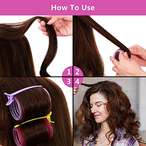 Foto von 36 Pcs Selbstgriff Lockenwickler Set,18 Stücke Halten Haarrolle Lockenwickler Haftwickler Hair Rollers 45mm,36mm,25mm und 16 EntenschnabelSchneiden Clips 2 Haarfransenaufkleber ​für Salon Friseur