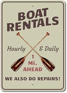 Boat Oars Decor, Boat Rental Sign, Boat Owner Metal Decor Sign Vintage Sign 12 X 8 Inch