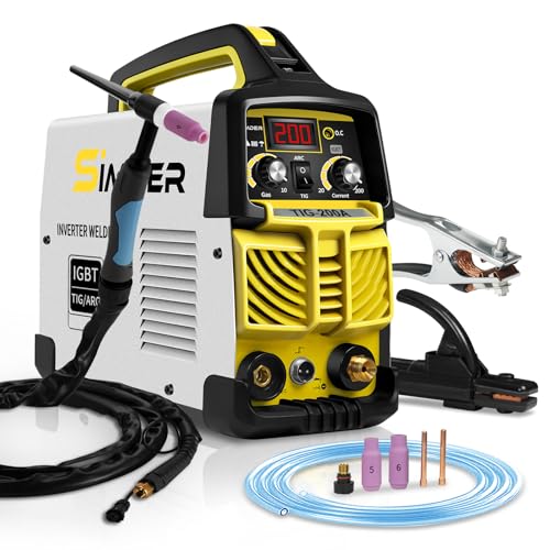 SSIMDER Tig Welder TIG 200 220V TIG Stick 2 en 1 Máquina de soldadura de arco MMA DC IGBT Inverter TIG Máquina de soldadura para fabricación de metal/automoción/bricolaje/talleres