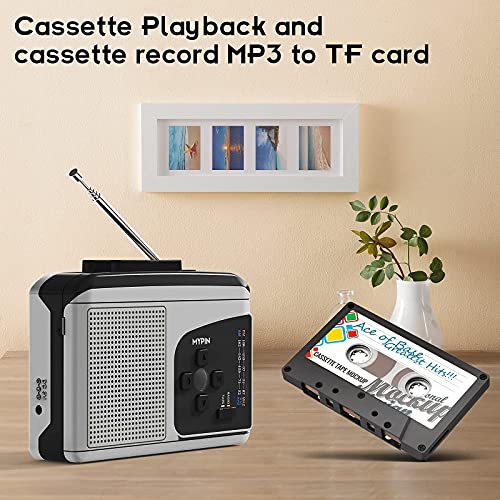 AM/FM Radio Cassette Player Converter, Voice Recorder, MYPIN Portable Walkman Cassette Player, Audio Cassette Tape to MP3 Converter Player with Built-in Speaker Earphone, Auto Reverse,No Need Computer