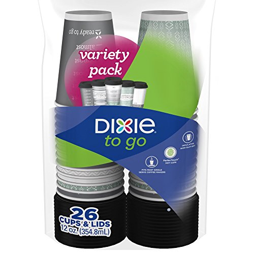 Dixie, to Go Coffee Cups and Lids, 12 Ounce, 26 Count