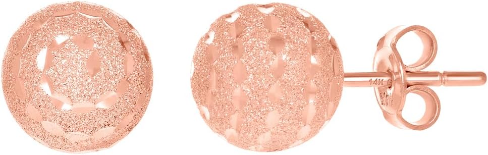14k Rose Gold Womens 10mm Ball Stud Earrings Ball Earring for Women