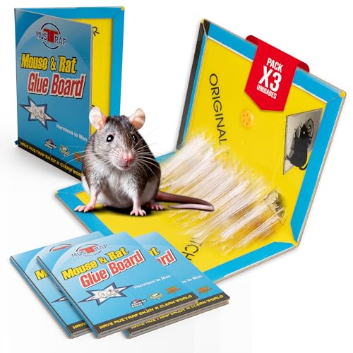 DESK GLOBAL | Trampa Ratas Adhesiva Ultra Fuerte Pack de 3 | Trampas Ratas Pegamento Extra Potente | Ratoneras para Atrapar Ratones Sin Venenos ni Tóxicos | Uso Interior y Semi-Exterior
