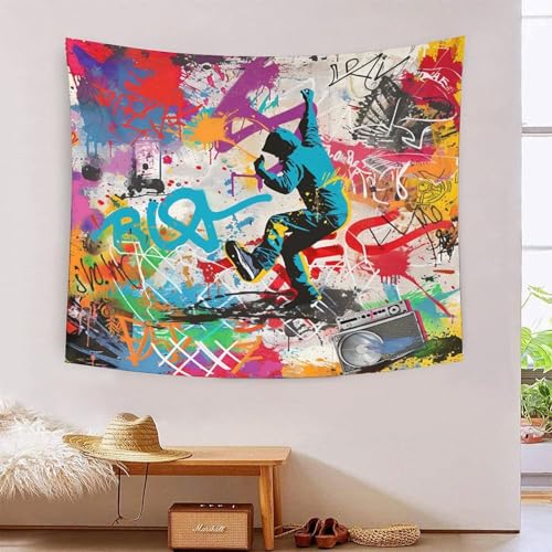 Poster mural graffiti 3D avec tapisserie suspendue en polyester pour chambre