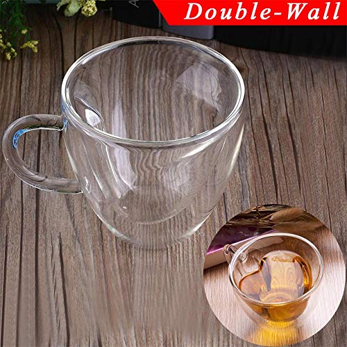 Cool Cook 2 Pack Heart Shaped Double Walled Insulated Glass Coffee Mugs Or Tea Cups，Beautiful Heart Shape, Thermo Insulated Premium Quality Borosilicate Glass, Set Of 2 (8.5 Oz, 240 Ml) #TOP1