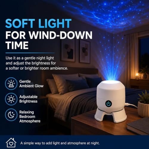 Dynamic Rotating LED Projector Light, 360° Ocean Wave Night Light, USB Rechargeable Adjustable Brightness Ceiling Projector with Multi-Angle Base for Bedroom, Meditation, Home Theater (1 Set) - Image 4