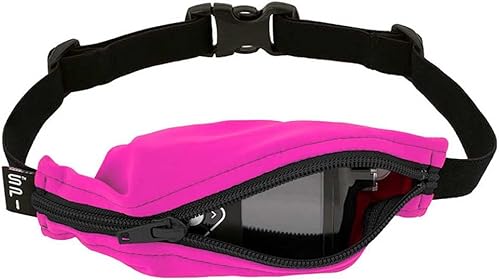 Miniatura 12 de SPIbelt Cinturón de bolsillo para niños, bolsillo ampliable, cintura ajustable, sin logotipo, sin rebote, Azul acero con cremallera negra, Pequeña