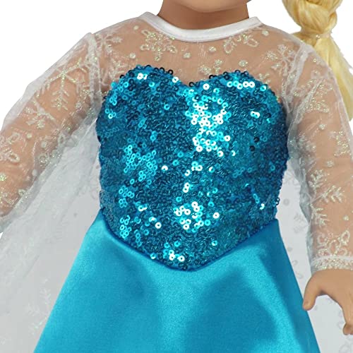 Emily Rose 18 Inch Doll Clothes | 18" Doll Princess Costume Dress Outfit With Sparkly Snowflake Shoes! - Elsa Inspired | Fits Most 18-In Dolls #TOP3