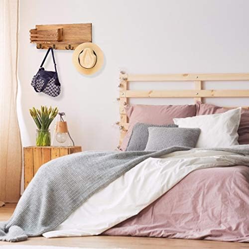 AXABING Mail Sorter Wall Mount Wood Key Holder Organizer Wall,Wooden Organizer with 4 Double Hooks,Suitable for home, office, corridor, kitchen Decoration and Storage