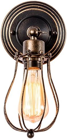 Vintage Wall Light, GLADFRESIT Industrial Lighting Adjustable Socket Rustic Sconces Wire Metal Cage Wall Lamp Indoor Home Retro Lights Fixture (Single Lamp-Base Painted with Oil Rubbed Bronze 2 Packs)