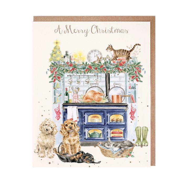 Wrendale Designs by Hannah Dale - Country Christmas Kitchen - Christmas Notecard Set - Pack of 8