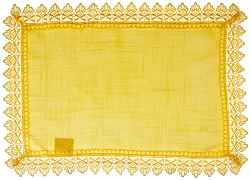 Jogo Americano retangular amarelo com guipir - Rafimex