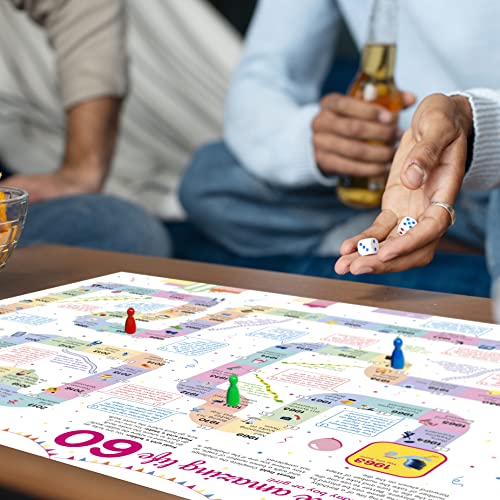 Snakes And Ladders Game For 60Th Birthday - 60 Birthday Gift For Women Or Men - Funny Board Dice Game Activity For 60 Years Old Anniversary - 60Th Birthday Decorations Party Supplies [2-6 Players] #TOP6