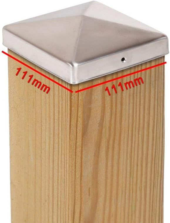 Post Cap PYRAMIDE Stainless Steel - Size and Number, 111 x 111 mm