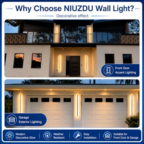 Image of Outdoor Wall Lights for House - 92.5inch Modern Outdoor Wall Light Fixture Long Strip Wall Sconce, Ip65 Waterproof Exterior Wall Mount Outside Garage Lights for Living Room, Porch
