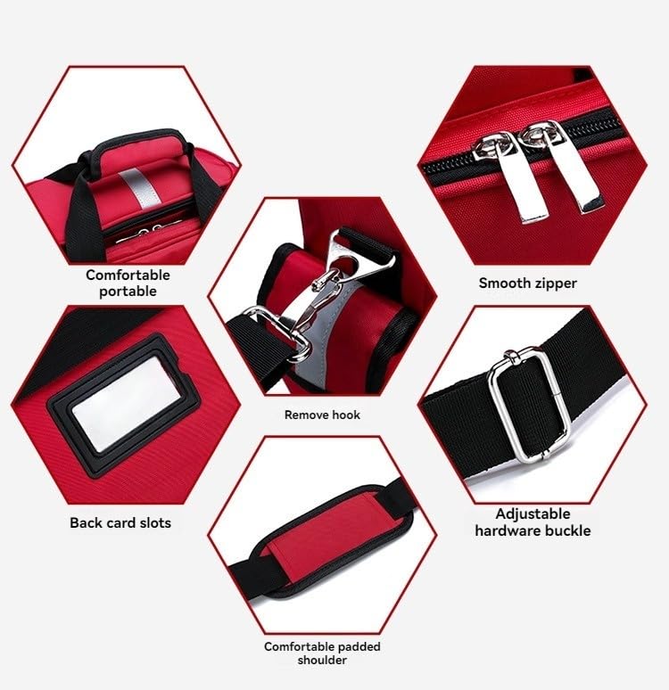 Portátil de gran capacidad con carro, kit de primeros auxilios de emergencia, ignífugo, antiestático, impermeable, con ruedas, trauma de incendio, bolsa médica multifuncional (rojo)