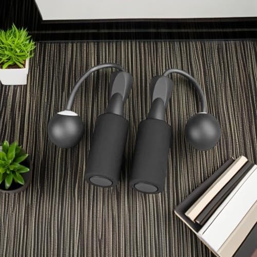 Miniatura 3 de Cuerda de saltar inalámbrica de bola grande, color negro, diseño sin cuerda, agarre antideslizante de espuma, perfecta para cuerdas de salto de