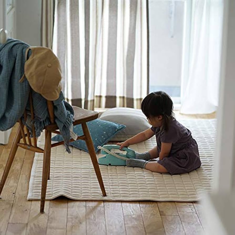 Amazon｜タオル素材の綿100％ラグ コットンキルト（185×185cm） ライト