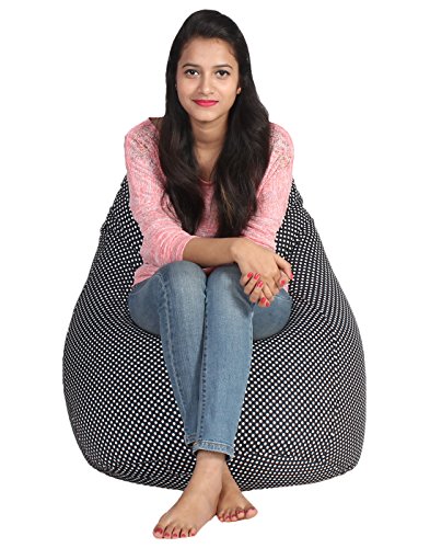 Image of Sattva Classic Polka Party XXXL Bean Bag Cover Without Beans - Black Polka