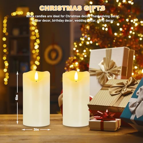 Image of White Flameless Candles Set of 2, 6 inchx3 inch LED Candles with Remote & Timer
